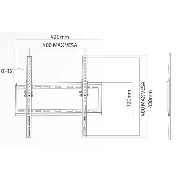 TV-seinäteline - Superior "32-55 Tilt Extra Slim" - TV:n koko 32" - 55", Max vesa 400 × 400