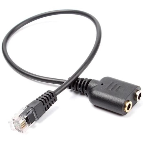 Ljudkabel - Adapter - RJ11 till dubbel 3,5 mm uttag - 15 cm - Svart - Ljudöverföring