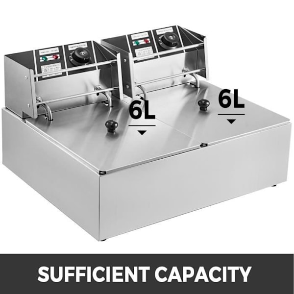 Professionel elektrisk frituregryde 12L 5000W dobbelttank rustfrit stål 50-200°C pommes frites til kommerciel brug