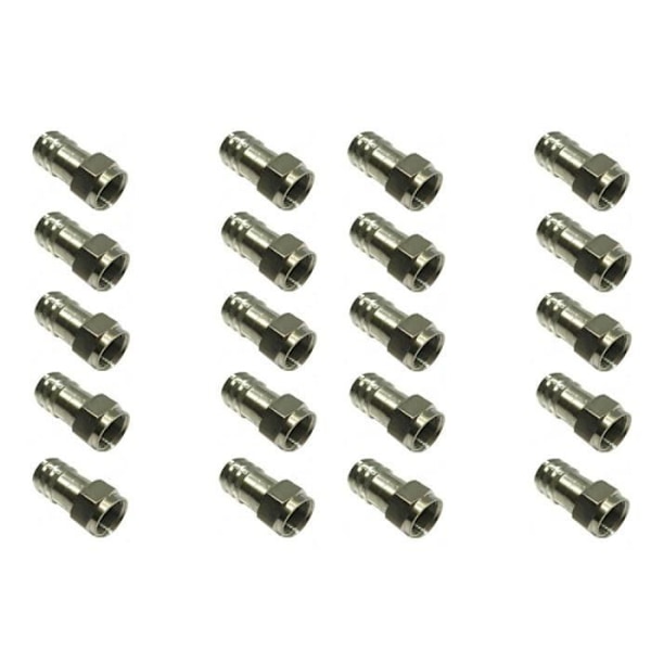 Sæt med 20 type F stik i messing RG6 – han 75Ω Unispectra SC-Fm-6-C.360HEX