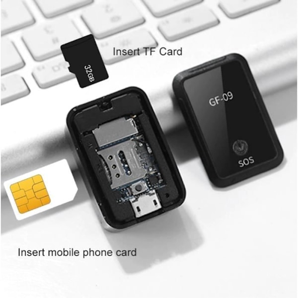 GSM GPRS GPS Tracker - Mini - Sort - Sporing i realtid - Anti-tabt - Tyverialarm - Påmindelse om lavt batteri