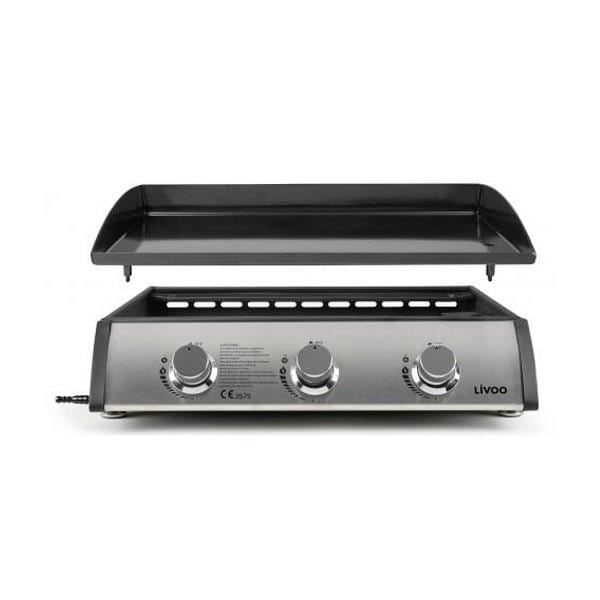 Gas grill - DOC277 - 7500W - Emaljeret stål - 3 brændere - 6 til 12 personer Rostfritt stål, svart