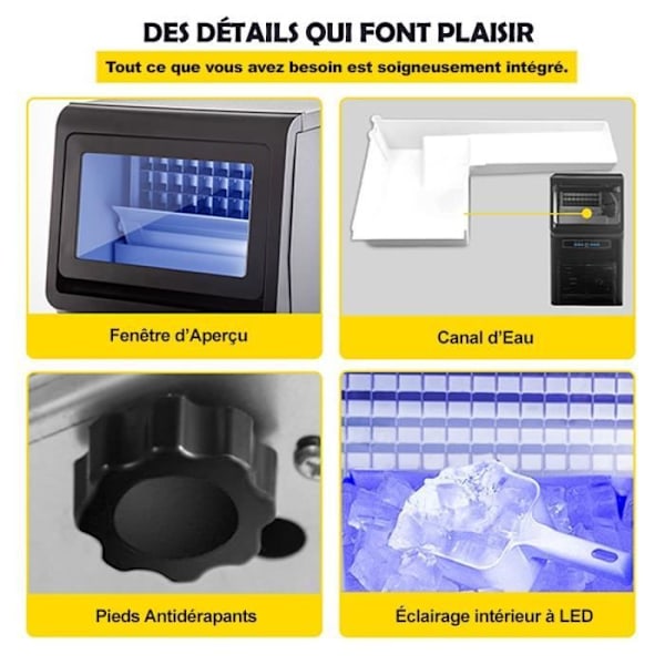 Ammattimainen työtasojääpalakone Hotelli Ravintola Baari Perhe 24/7 Valmistus 31,75kg/24H Varastointi 5kg LED-valaistus 3