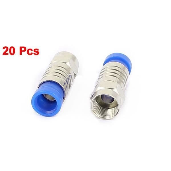 20st RG6 Coax Adapter Connector F passande Satellitkabelkompression Blå