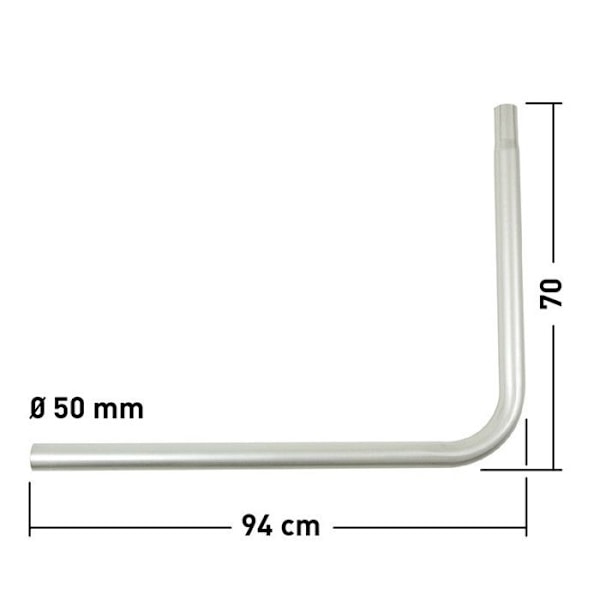 L-formet offset arm - D.50 LG910 1 ALBUE - HVID ZINK