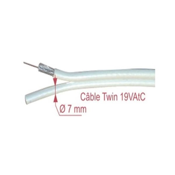 Koaksialkabel til TV-satellitantenne 50 m målt TWIN 2x19 VAtC Hvid Diameter 7mm