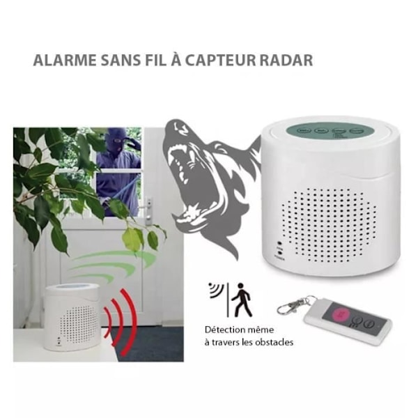 Säkerhetsalarm - Siren - RL-300D - 360 graders detektion - Trådlös - 2 fjärrkontroller