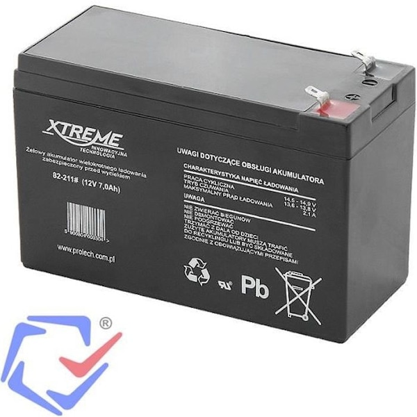 Vedligeholdelsesfrit 12V 7Ah genopladeligt gelbatteri - XTREME