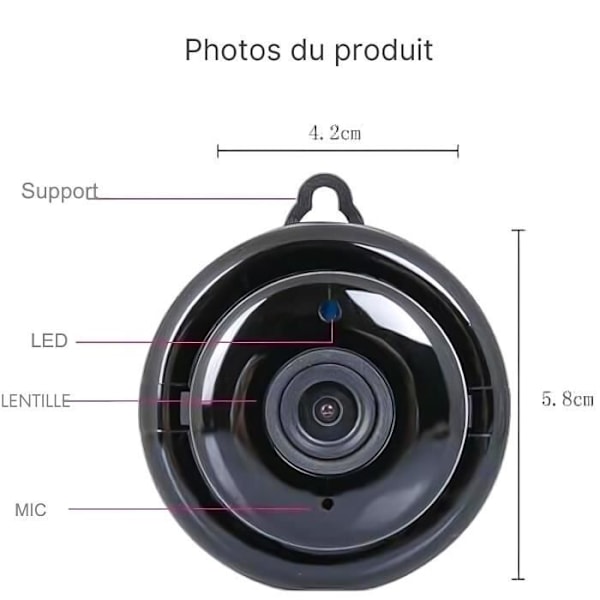 H30 HD 1080P Mini WiFi IP-kamera med rörelsesensor, ljud- och videoinspelare, infraröd nattseende, DVR + 128-kort