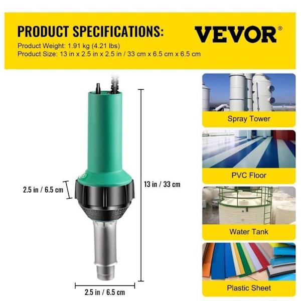 Kuumailmapistooli elektroninen muovinen PVC-hitsauspistooli 1600W 8kpl 4 suutinta