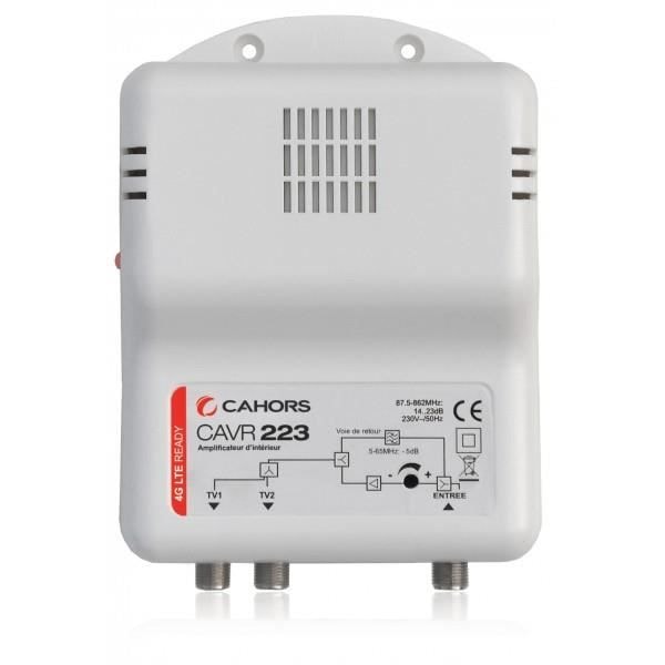 TV-forstærker - CAHORS - CAVR 223 - 2 udgange - Justerbar gevinst 14-23 dB - 4G LTE-filter