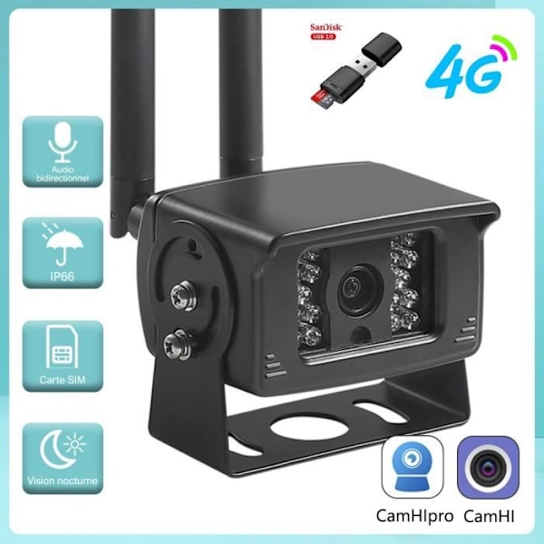 Valvontakamera - HD4K - SIM 3G 4G - 5MP - 1080P - IP66 Säänkestävä - Yönäkö