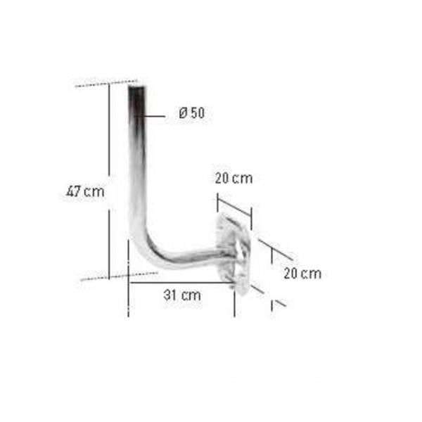 Vægarm - ERARD - 800952 - Stålrør 50 - lang. samlet 31 cm - albue 47 cm