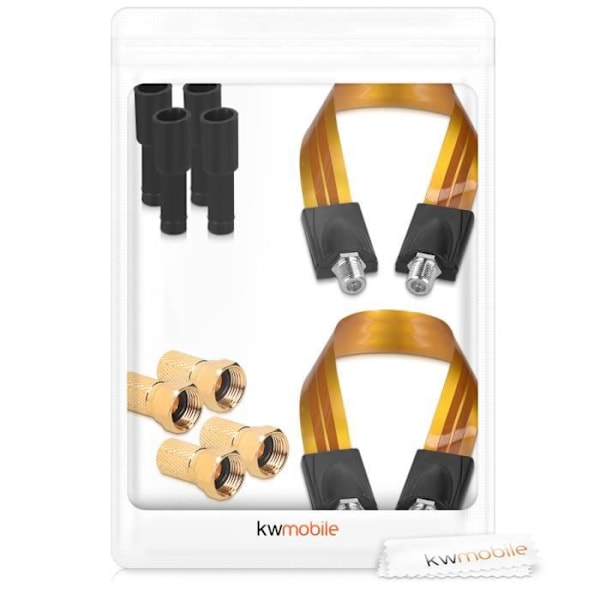 Satellitantennkabel - kwmobile - 2x plattkabel - Fönsterpassage - 4x F-kontakt - Stänksäker