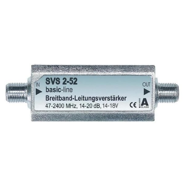 Satellit- og DTT-linjeforstærker - 1 indgang 1 udgang, justerbar forstærkning 14 til 20 dB, 47 til 2400 MHz