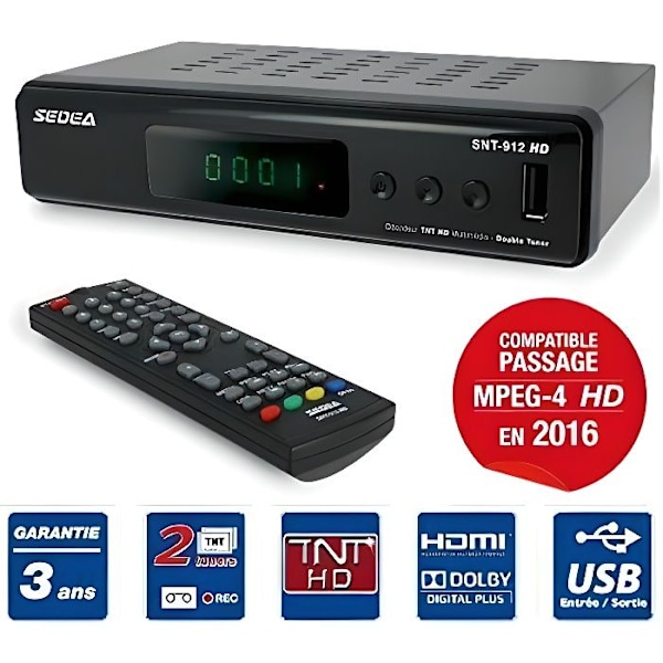 DUAL TUNER TNT DEKODER OPTAGERE MULTIMEDIAAFSPILLER TV SCART HDMI USB