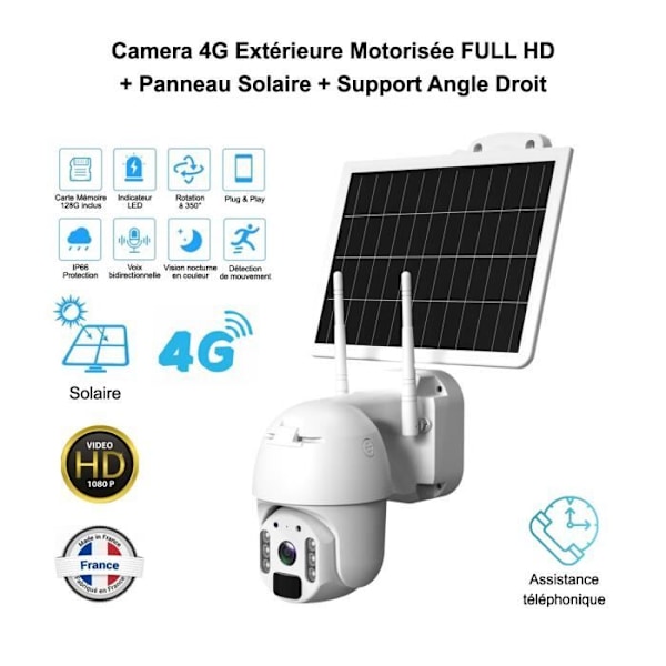 OPTEX motoriserad utomhuskamera 4G - FULL HD - Solenergi - 92° IR-seende - Fjärrkontrollbar Vit