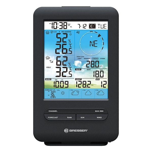 WiFi väderstation - BRESSER - 4CAST 4 dagar - utomhus sensor 7-i-1 - noggranna prognoser - luftkvalitet schwarz