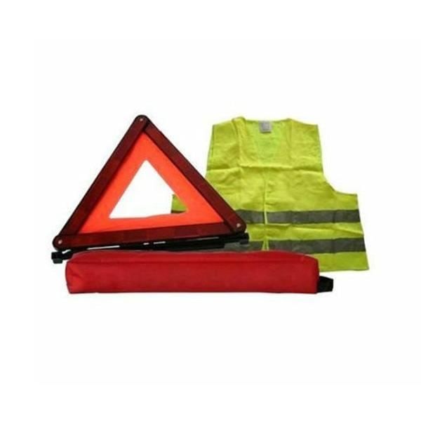 Trafiksäkerhetssats: R27 EN11 signaltriangel + XL CE EN 471 ML2879 reflexväst