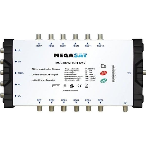 MEGASAT 5-12 Multiswitch Switch 5 ingångar - 12 utgångar