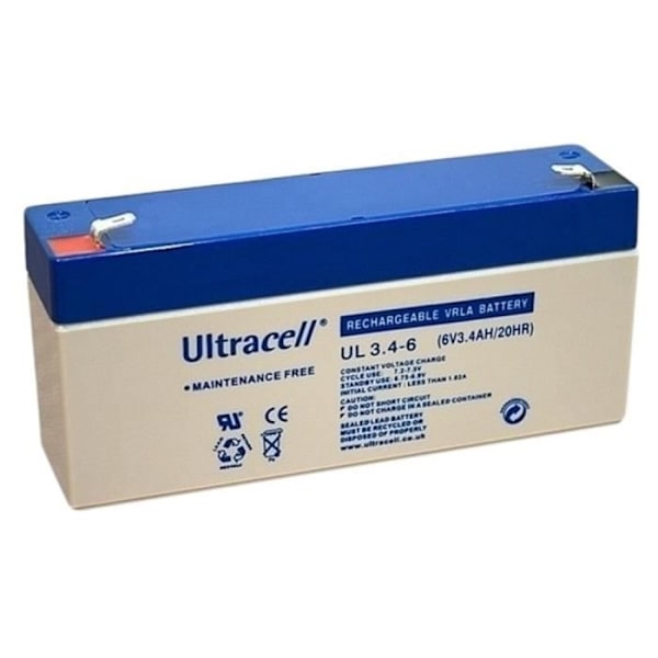 Vedenpitävä lyijyakku - Ultracell UL3.4-6 - 6v 3.4ah