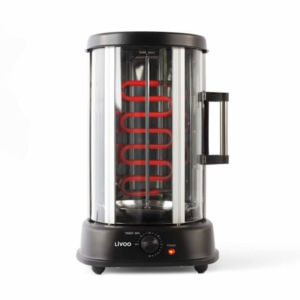 Pystyrivgrilli - LIVOO - DOM323 - 1500W - Jopa 2,5 kg - 1 keskivarta ja 10 vartta, 23 cm - Ajastin ja 360° kierto musta