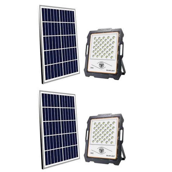 SOLAR LED PROJECTOR 1000 LUMENS 10W + 12W sol panel med detektor för garage, fasader, porcher IP65. SVART