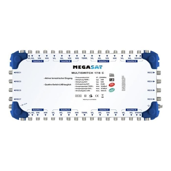 Megasat Multiswitch 17-8 C Flera omkopplare för jord-till-satellitsignaler