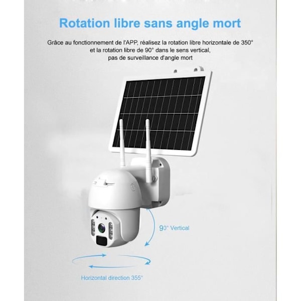 4G-ulkokäyttöinen moottoroitu FULL HD -aurinkokamera, 92° IR -näkö + 300 Mt nano-SIM + oikean kulman tuki - Integroitu mikrofoni ja kaiutin