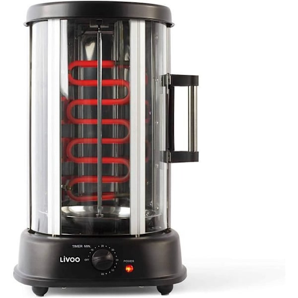 LIVOO DOM323 pystygrilli kebabille, kanapaisti 2,5 kg, vartaat | Rotary Rotisserie, Homogeeninen lämmön diffuusio | 1500 svart