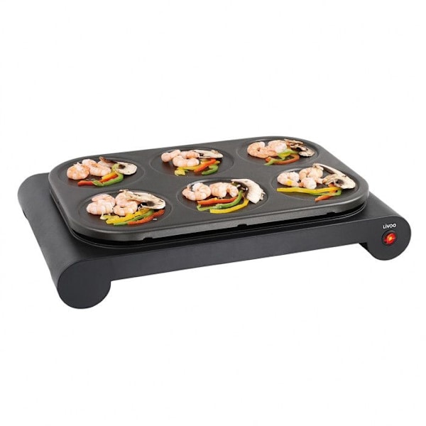Multi wok - LIVOO - Sæt 3 i 1 mini woks, crêpière og grill - Non-stick belægning - 6 personer