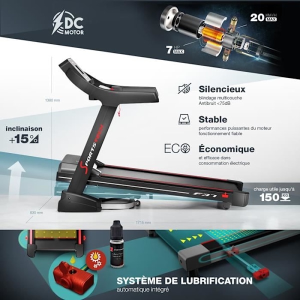 Löparband - Sportstech - F37 - Fällbar - Självsmörjande - Max 150kg