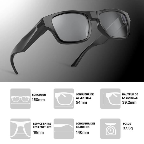 Smart Glasses Touch Camera HD 1080P WiFi, videonauhuri, autolla ajaminen, ulkona, 128GB muistikortti