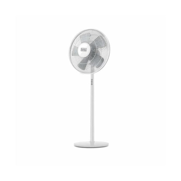 BLACK+DECKER BXEFP60E piedestalfläkt, 60W, 3 hastigheter, 5 blad, automatiskt oscillationssystem, justerbar tilt Vit