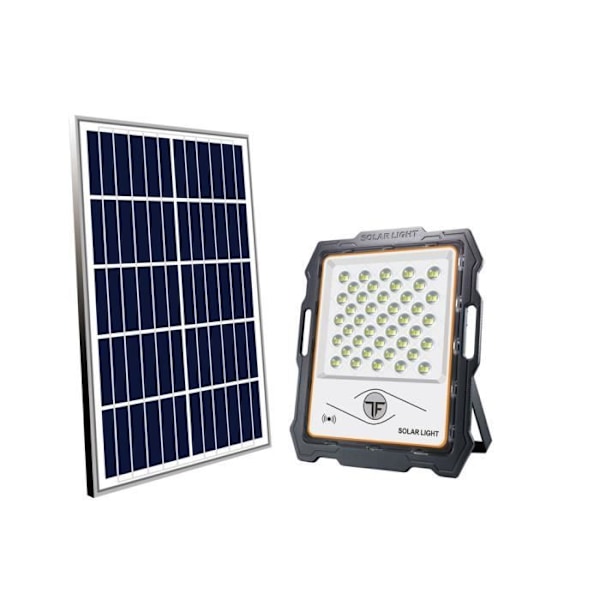 SOLAR LED PROJECTOR 1000 LUMENS 10W + 12W sol panel med detektor för garage, fasader, porcher IP65. SVART