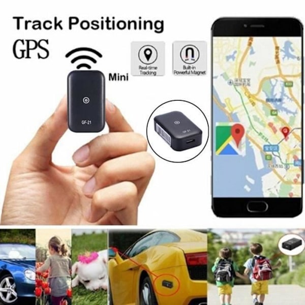 GSM GPRS GPS Tracker - Mini - Sort - Sporing i realtid - Anti-tabt - Tyverialarm - Påmindelse om lavt batteri
