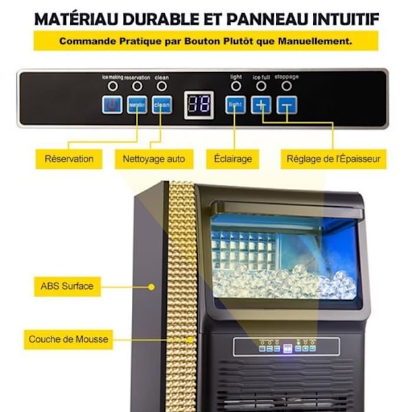 Ammattimainen työtasojääpalakone Hotelli Ravintola Baari Perhe 24/7 Valmistus 31,75kg/24H Varastointi 5kg LED-valaistus 3