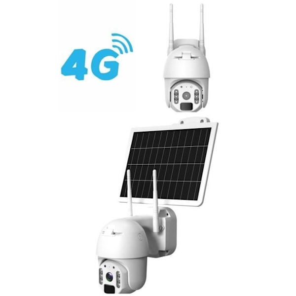 KAMERA DOME MOTORISERAD SOLAR 4G FULL HD 1080p Vit Videoövervakning IP66 MICRO SD dubbla antenner + Solpanel VIT