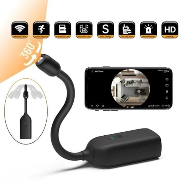 360° Full HD 1080P IP langaton WiFi-valvontakamera + 256 Gt TF Micro SD -kortti - Minikamera