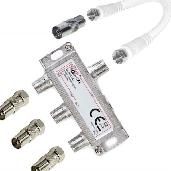 TronicXL 3 IEC-liittimet Antennijakaja TV-jakaja TV-kaapeli sovitinkaapeli 3 il s. esim. for unitymedia Spliter
