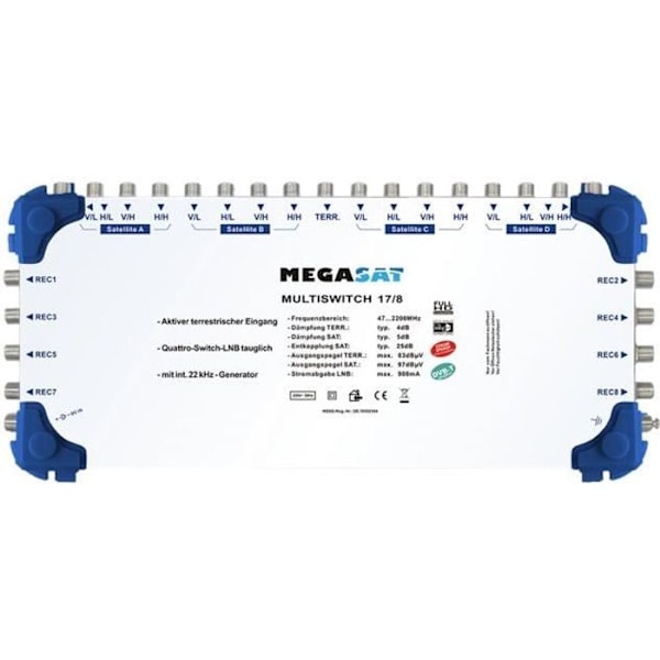 Megasat Multiswitch 17-8 Mark-till-satellit signal flera switchar