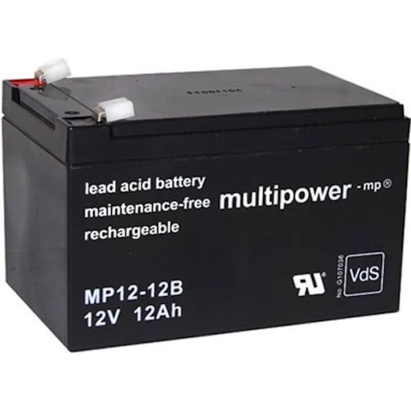 Batteri - Multi Power - MP12-12B - 12 Volt - 12Ah - Svart
