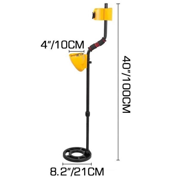 Metaldetektor Gulddetektor + LCD Display + Hovedtelefoner + HD Vandtæt skovl - Følsomhed 13 cm min Justerbar længde 102-130 c