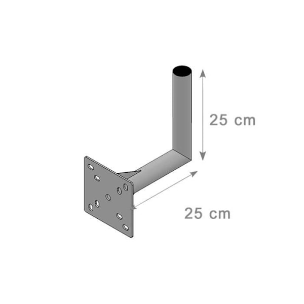 Vægholder i L-form - HD LINE - Udstik 25cm - Antenneholder - Stang 42mm - Højde 25cm