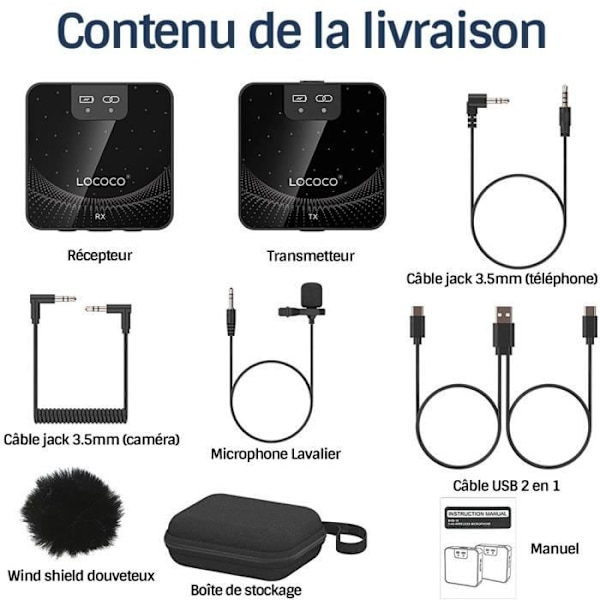 Professionel 2,4 GHz trådløs Lavalier-mikrofon, anti-interferens, justerbar lydstyrke til kamera, iPhone, 5H Live Broadcast