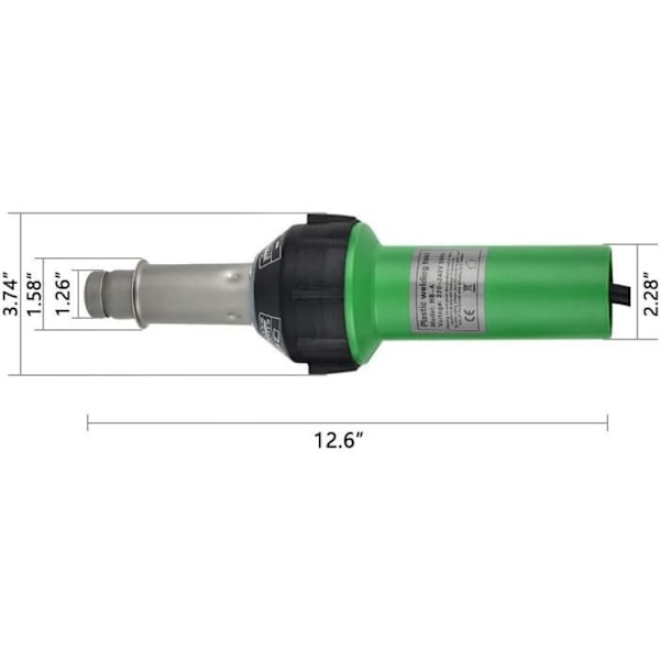 Kotsy muovihitsaus 1600W työkalulaatikolla, 40-600 ℃ kuumailmahitsaus työkalulaatikon nopeussuuttimilla Rulla Pe PVC35