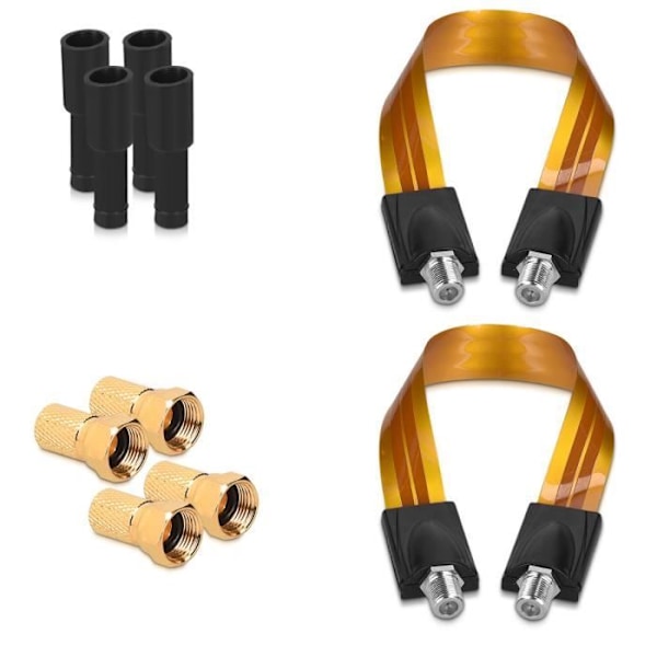 Satellite antennekabel - kwmobile - 2x flad kabel - Vinduespas - 4x F-stik - Vandafvisende