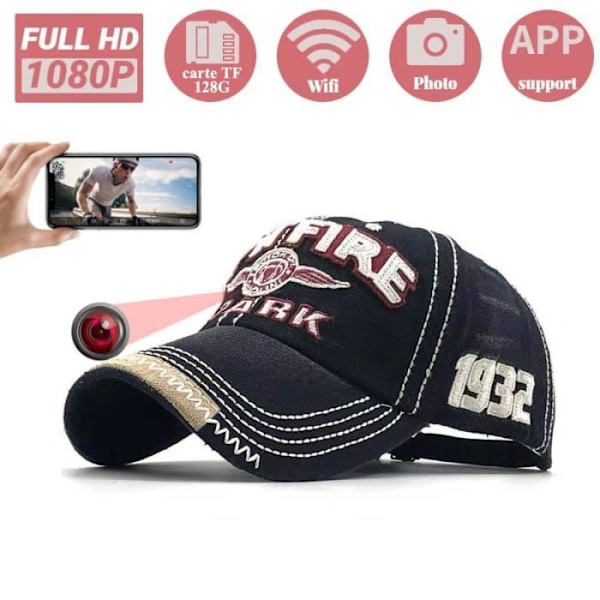 Minikamera HD 1080P Black Cap Hat WIFI Night Vision Outdoor Sport Svart