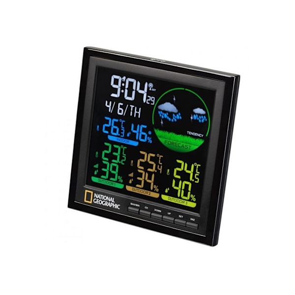 Väderstation - National Geographic - Svart - Med sensor - Termometer - Blandet
