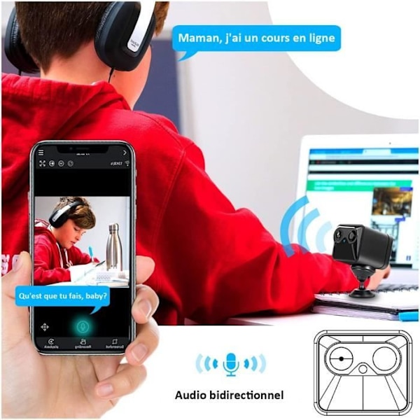 OX-MINI Mini Portable Wireless 4K Full HD WiFi-övervakningskamera - Night Vision Two-Way Audio, PIR, Notification A Svart